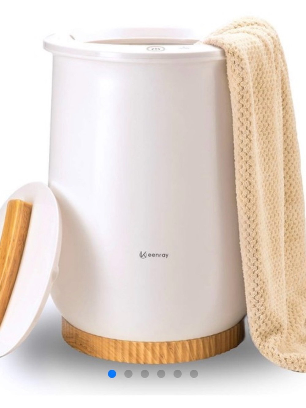 Asics White and Beige Home Bath Container with Wooden Base